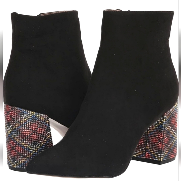 Betsey Johnson Shoes - Betsey Johnson the Kassie textile upper black boots rhinetones heel Women's 9.5